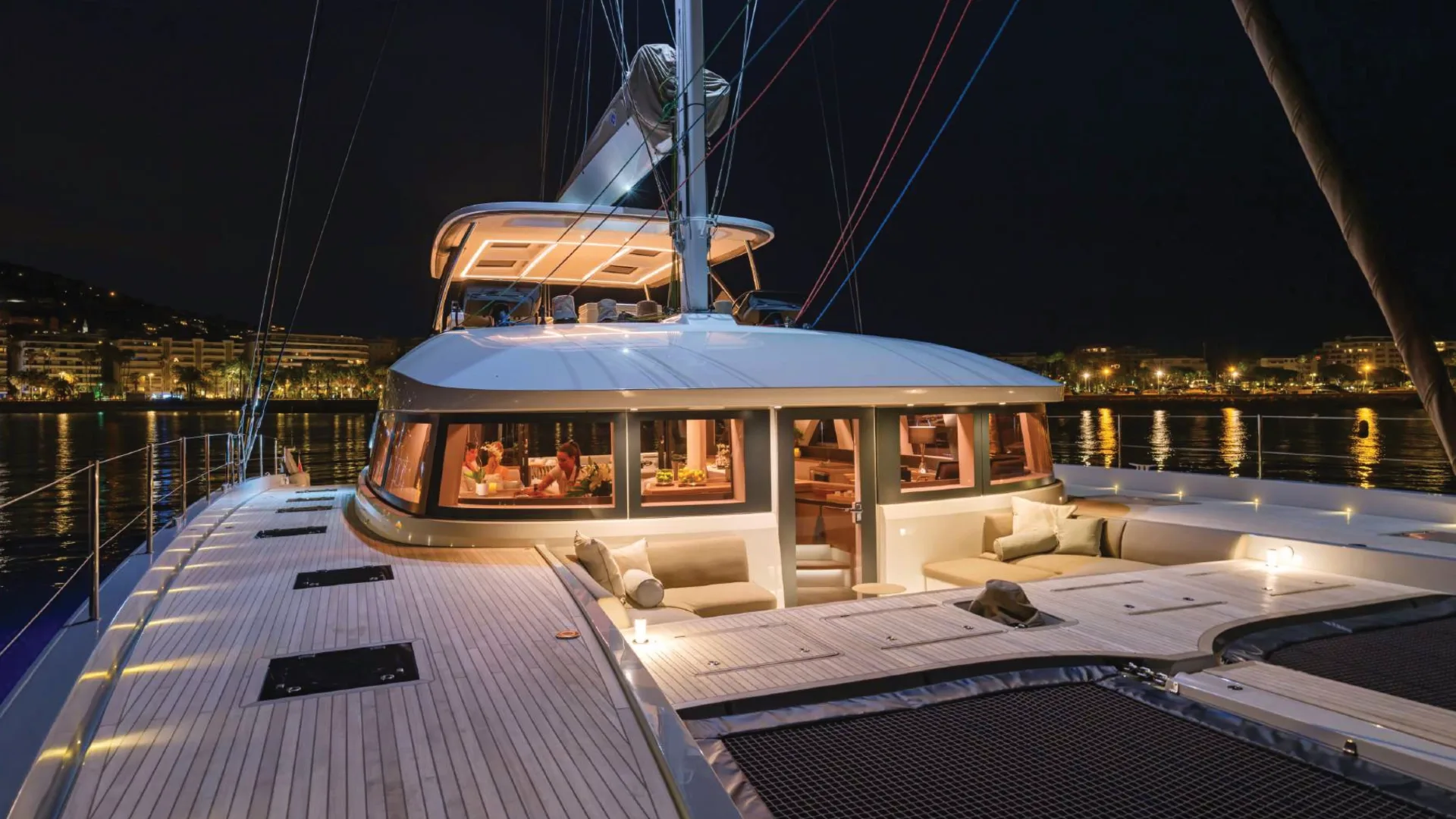Pre-owned catamaran at anchor