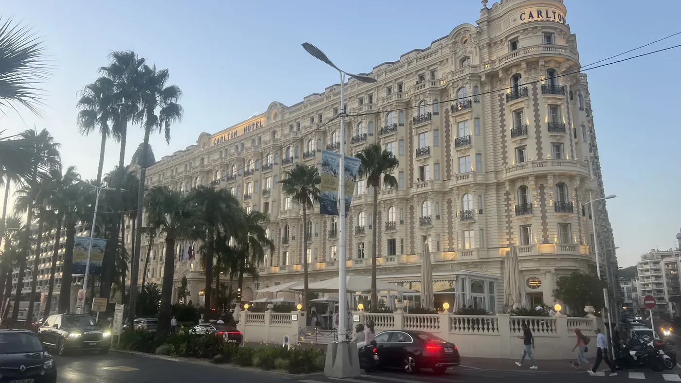 The Carlton Hotel on the Croisette, Cannes, at evening